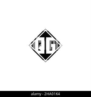 Monogram logo design with diamond square shape isolated on black colors and white background Stock Vector