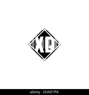 Monogram logo design with diamond square shape isolated on black colors and white background Stock Vector