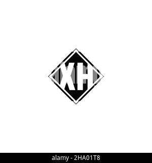 Monogram logo design with diamond square shape isolated on black colors and white background Stock Vector