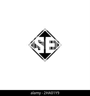 Monogram logo design with diamond square shape isolated on black colors and white background Stock Vector