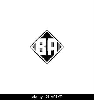 Monogram logo design with diamond square shape isolated on black colors and white background Stock Vector