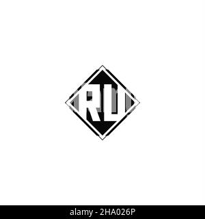 Monogram logo design with diamond square shape isolated on black colors and white background Stock Vector