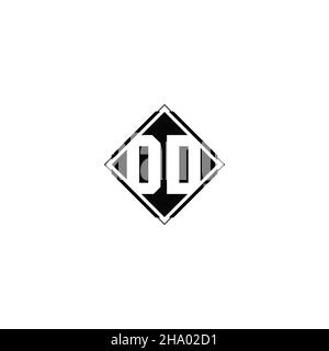 Monogram logo design with diamond square shape isolated on black colors and white background Stock Vector