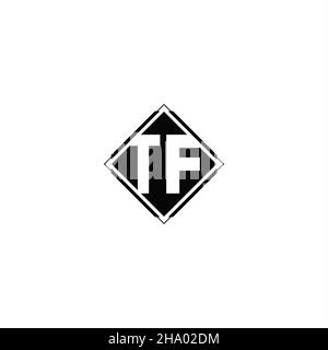 Monogram logo design with diamond square shape isolated on black colors and white background Stock Vector
