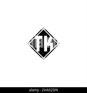 Monogram logo design with diamond square shape isolated on black colors and white background Stock Vector