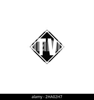 Monogram logo design with diamond square shape isolated on black colors and white background Stock Vector