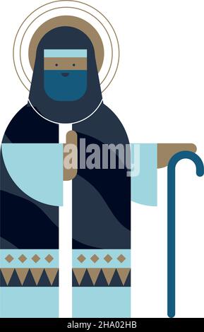 saint joseph manger character icon Stock Vector