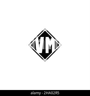 Monogram logo design with diamond square shape isolated on black colors and white background Stock Vector