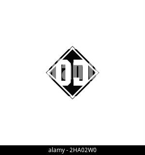 Monogram logo design with diamond square shape isolated on black colors and white background Stock Vector