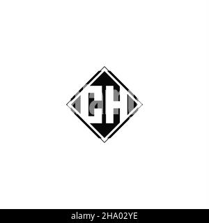 Monogram logo design with diamond square shape isolated on black colors and white background Stock Vector