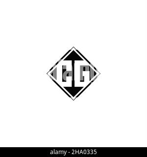 Monogram logo design with diamond square shape isolated on black colors and white background Stock Vector