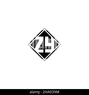 Monogram logo design with diamond square shape isolated on black colors and white background Stock Vector