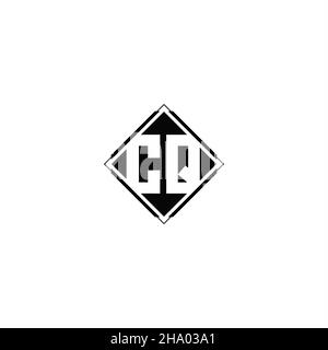 Monogram logo design with diamond square shape isolated on black colors and white background Stock Vector