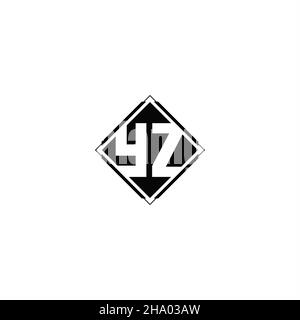 Monogram logo design with diamond square shape isolated on black colors and white background Stock Vector