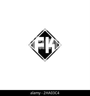 Monogram logo design with diamond square shape isolated on black colors and white background Stock Vector