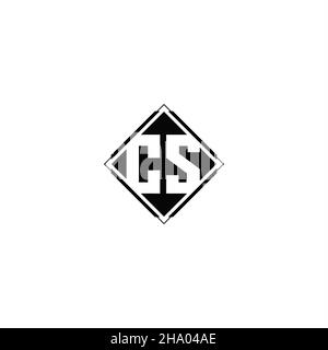 Monogram logo design with diamond square shape isolated on black colors and white background Stock Vector