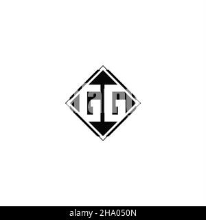 Monogram logo design with diamond square shape isolated on black colors and white background Stock Vector