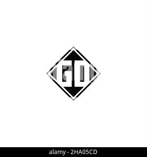 Monogram logo design with diamond square shape isolated on black colors and white background Stock Vector