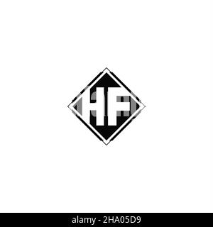 Monogram logo design with diamond square shape isolated on black colors and white background Stock Vector