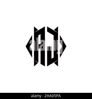 AJ Logo monogram with shield shape designs template vector icon modern Stock Vector