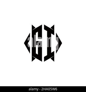 GI Logo monogram with shield shape designs template vector icon modern Stock Vector