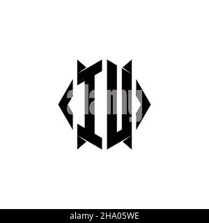 IU Logo monogram with shield shape designs template vector icon modern Stock Vector