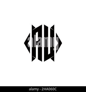 AU Logo monogram with shield shape designs template vector icon modern Stock Vector