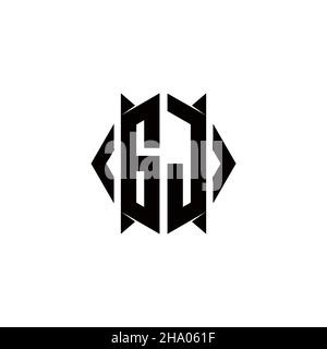 GJ Logo monogram with shield shape designs template vector icon modern Stock Vector