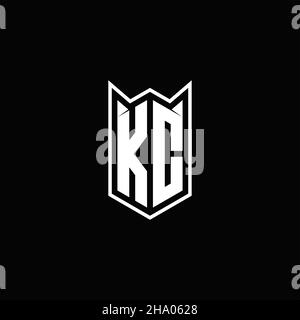 KC Logo monogram with shield shape designs template vector icon modern Stock Vector