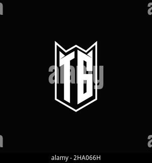 TG Logo monogram with shield shape designs template vector icon modern Stock Vector