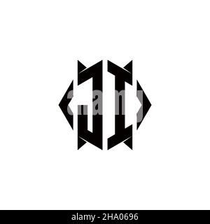 JI Logo monogram with shield shape designs template vector icon modern Stock Vector