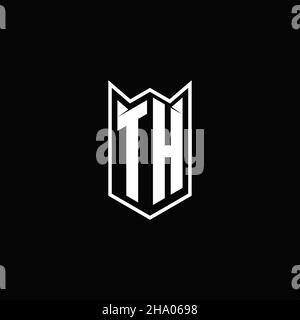 TH Logo monogram with shield shape designs template vector icon modern Stock Vector
