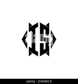 IS Logo monogram with shield shape designs template vector icon modern Stock Vector