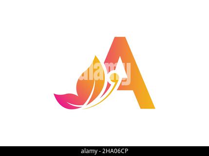 this is a creative letter A add butterfly icon design Stock Vector