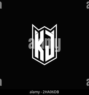 KJ Logo monogram with shield shape designs template vector icon modern Stock Vector