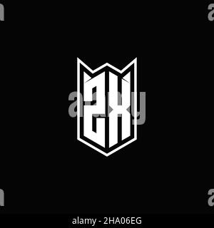 ZX Logo monogram with shield shape designs template vector icon modern Stock Vector
