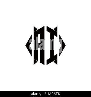AI Logo monogram with shield shape designs template vector icon modern Stock Vector