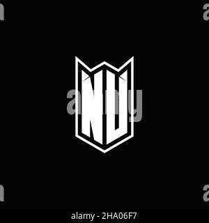NU Logo monogram with shield shape designs template vector icon modern Stock Vector