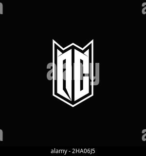 QC Logo monogram with shield shape designs template vector icon modern Stock Vector