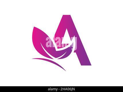 this is a creative letter A add butterfly icon design Stock Vector