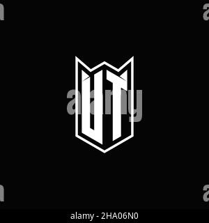 UT Logo monogram with shield shape designs template vector icon modern Stock Vector