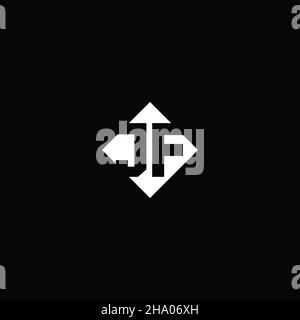 Monogram logo design with diamond square shape isolated on black background Stock Vector