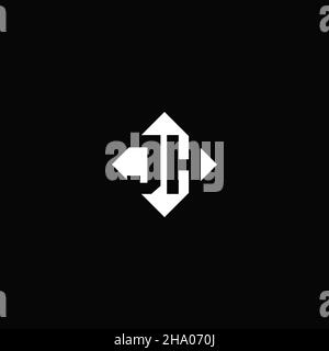Monogram logo design with diamond square shape isolated on black background Stock Vector