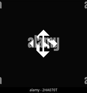 Monogram logo design with diamond square shape isolated on black background Stock Vector