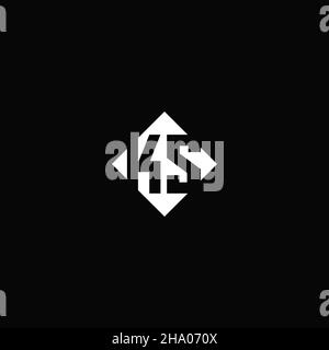 Monogram logo design with diamond square shape isolated on black background Stock Vector