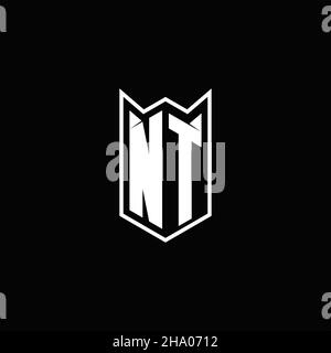 NT Logo monogram with shield shape designs template vector icon modern Stock Vector