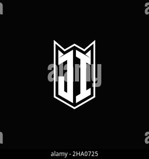 JI Logo monogram with shield shape designs template vector icon modern Stock Vector