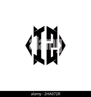 IZ Logo monogram with shield shape designs template vector icon modern Stock Vector