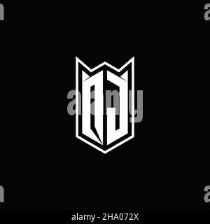 QJ Logo monogram with shield shape designs template vector icon modern Stock Vector