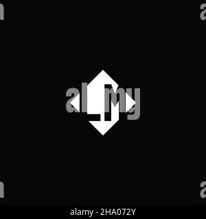Monogram logo design with diamond square shape isolated on black background Stock Vector